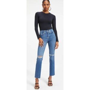 Good American Good Curve Straight Leg Distressed Jeans-sz 26